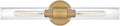 Lark Shea Two-Light Bath Vanity Fixture, Cylindrical Clear Glass Shades, Mount Vertically or Horizontally, Lacquered Brass