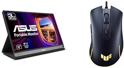 Bundle of ASUS ZenScreen 15.6' 1080P Portable USB Monitor (MB16AC) IPS, USB Type-C, Eye Care, Smart Case + ASUS TUF Gaming M3 Gen II Gaming Mouse, Wired, 59g Lightweight, IP56 dust & Water Resistance