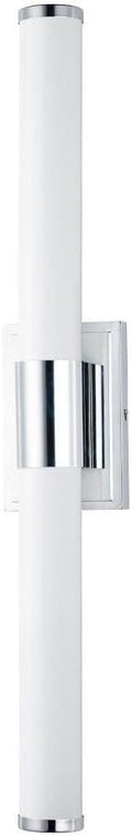 Maxim Lighting Optic 30' 2-Light Bath Vanity Light | Polished Chrome Aluminum Finish | White Glass Shade | Transitional Indoor Light Fixture | Ideal for Bathrooms & Powder Rooms | 52116WTPC