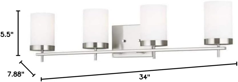 Generation Lighting 4490304-962 Zire Four Light Bath, Brushed Nickel