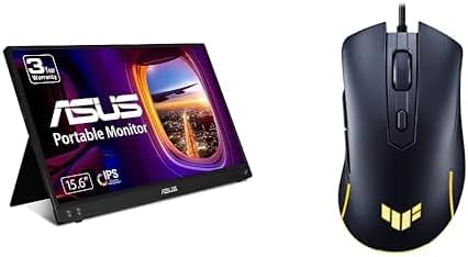 Bundle of ASUS ZenScreen 15.6' Full HD 1080P Portable Monitor (MB16ACV) IPS, Eye Care, USB-C Power Delivery + ASUS TUF Gaming M3 Gen II Gaming Mouse, Wired, 59g Lightweight, IP56 Dust&Water Resistance