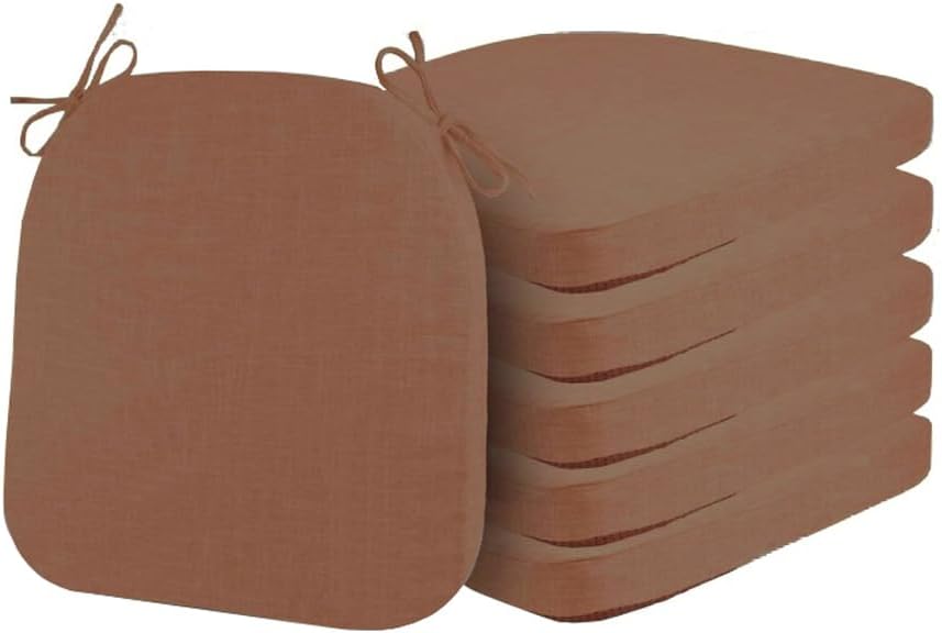 6 Pack Chair Seat Cushion Dining Kitchen Chairs Pad with Ties,1'/2'/3'/4' Thick Non-Slip Indoor Outdoor Chair Pad High Density Foam Seat Cushion with Removable Cover (Coffee,3' Thick - 16'x15')