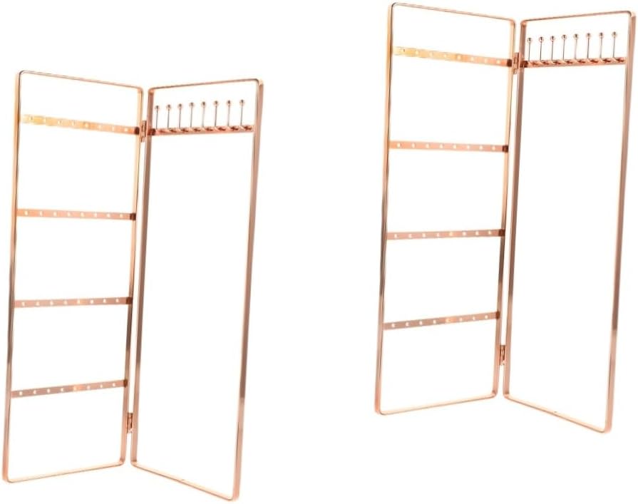 4pcs Wrought Iron Jewelry Stand Delicate Jewelry Stand Ornament Display Stand Monitor Stands Necklaces Display Stand Earring Display Stand Necklace Display Rack Earrings Organizer (Rose Goldx2pcs 28