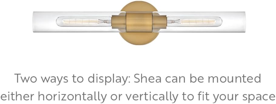 Lark Shea Two-Light Bath Vanity Fixture, Cylindrical Clear Glass Shades, Mount Vertically or Horizontally, Chrome