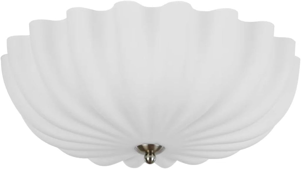 Mid Century Modern Flush Mount Ceiling Light with Milk White Glass Shade, White Flower Ceiling Lamp, 15.74inch Large LED Kitchen & Hallway Ceiling Light Fixture.