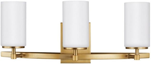 Generation Lighting 4424603EN3-848 Alturas Three - Light Wall/Bath Vanity Style Fixture, Satin Brass, 100 Total Watts, 9.125 Inch Height, 22 Inch Wide, Steel Construction