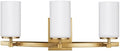 Generation Lighting 4424603EN3-848 Alturas Three - Light Wall/Bath Vanity Style Fixture, Satin Brass, 100 Total Watts, 9.125 Inch Height, 22 Inch Wide, Steel Construction