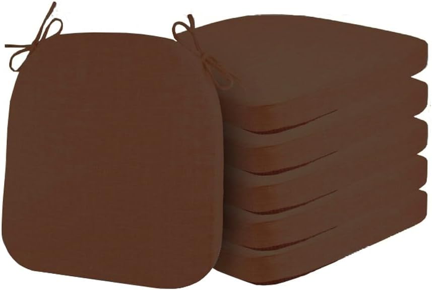 6 Pack Chair Seat Cushion Dining Kitchen Chairs Pad with Ties,1'/2'/3'/4' Thick Non-Slip Indoor Outdoor Chair Pad High Density Foam Seat Cushion with Removable Cover (Dark Coffee,4' Thick - 16'x15')