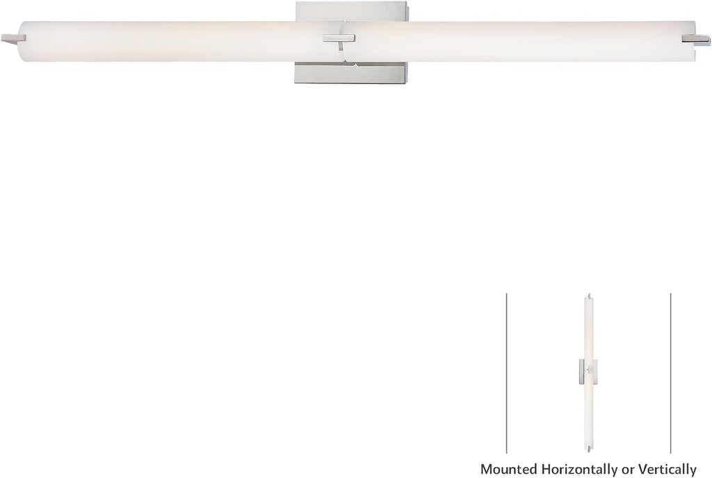 GEORGE KOVACS P5046-077-L Tube LED Vanity Bath Light, 2-Light, 40 Total Watts, 4.75-in H x 39.75-in W, Chrome