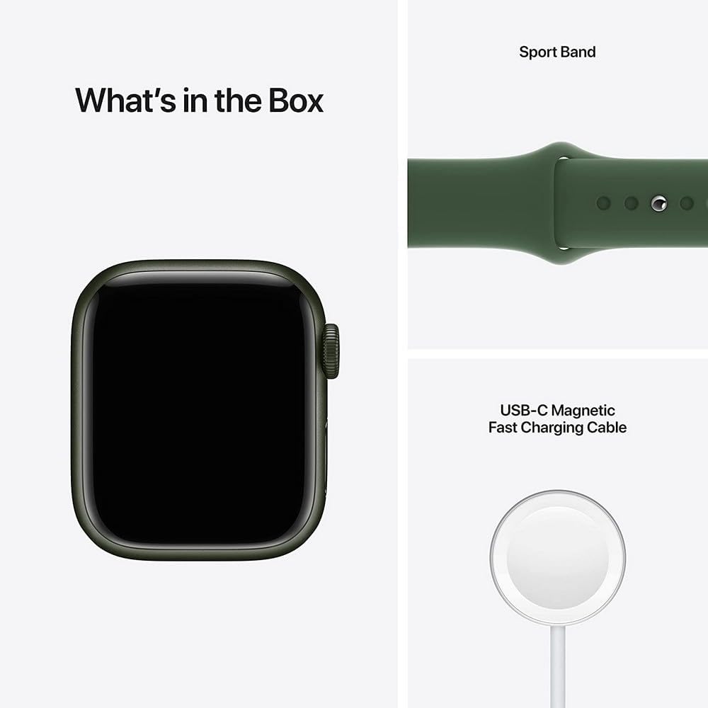 Apple Watch Series 7 (GPS + Cellular, 41mm) Green Aluminum Case with Clover Sport Band, Regular (Renewed)
