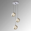 3 Lights Pendant Lighting, Chrome Cluster Pendant Light Fixture for Kitchen Island, Modern Small Cube Pendant Chandelier Hanging Light for Dining Room Bedroom Bathroom