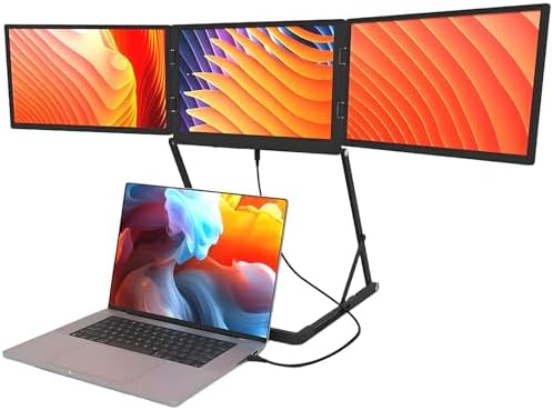 15.6in FHD 1080P Triple Lightweight Monitor,for 13.6' - 17.3' Laptops,Type-C/HDMI/USB-C Plug-Play,for Office