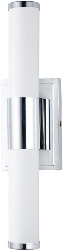 Maxim Lighting Optic 18' 2-Light Bath Vanity Light | Polished Chrome Aluminum Finish | White Glass Shade | Transitional Indoor Light Fixture | Ideal for Bathrooms & Powder Rooms | 52114WTPC