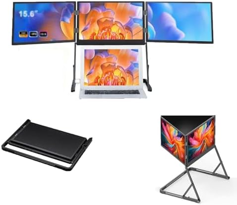 Tri-Screen Monitor Extender, 15.6in Lightweight FHD Portable Monitor, 1080P FHD IPS Display,HDMI/USB-C Pulg N Play,for Office