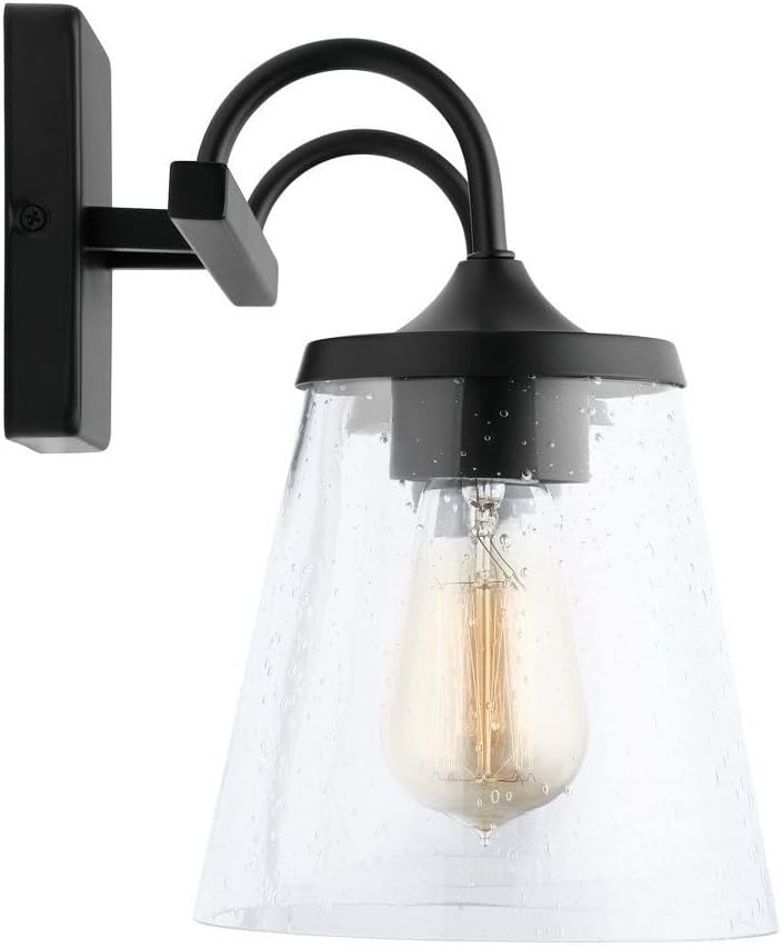 Capital Lighting 139122BN-496 Jayne Mid-Century seeded Cone Glass Bath Vanity Wall Mount, 2-Light 200 Total Watts, 11' H x 15' W, Brushed Nickel