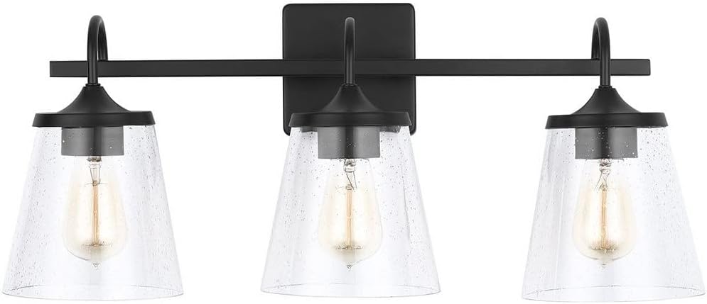 Capital Lighting 139132CH-496 Jayne Mid-Century seeded Cone Glass Bath Vanity Wall Mount, 3-Light 300 Total Watts, 11' H x 24' W, Chrome