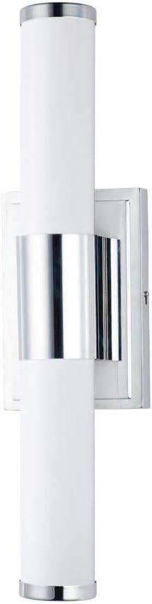 Maxim Lighting Optic 18' 2-Light Bath Vanity Light | Polished Chrome Aluminum Finish | White Glass Shade | Transitional Indoor Light Fixture | Ideal for Bathrooms & Powder Rooms | 52114WTPC