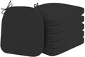6 Pack Chair Seat Cushion Dining Kitchen Chairs Pad with Ties,1'/2'/3'/4' Thick Non-Slip Indoor Outdoor Chair Pad High Density Foam Seat Cushion with Removable Cover (Black,4' Thick - 16'x15')