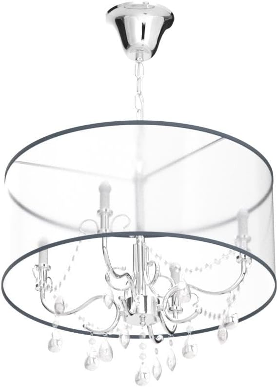Bestier Modern Elegant Crystal Pendant Drum Chandelier 4 Light Chrome Lighting Fixture LED Ceiling Light Dia 19 in x H 18 in