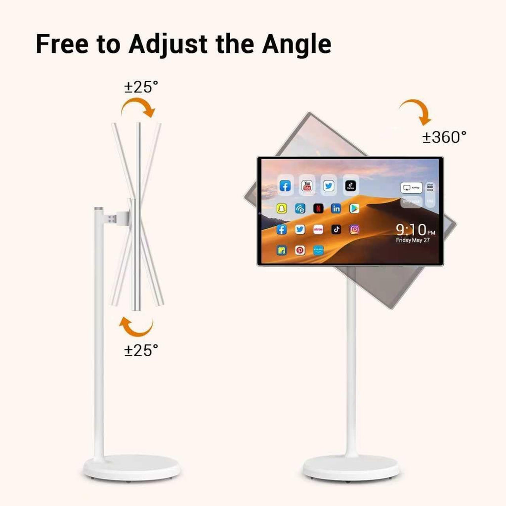 22 Inch 1080p Portable tv Built-in Camera, Portable Touch Screen Monitor Rollable Tablet TV, Wireless TV on Wheels Touchscreen Battery(6-8H) (Upgraded Version - Supports Scalability)