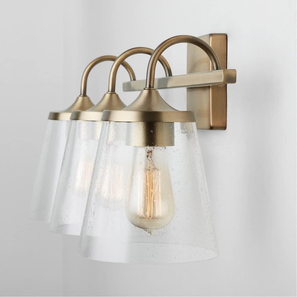 Capital Lighting 139132CH-496 Jayne Mid-Century seeded Cone Glass Bath Vanity Wall Mount, 3-Light 300 Total Watts, 11' H x 24' W, Chrome