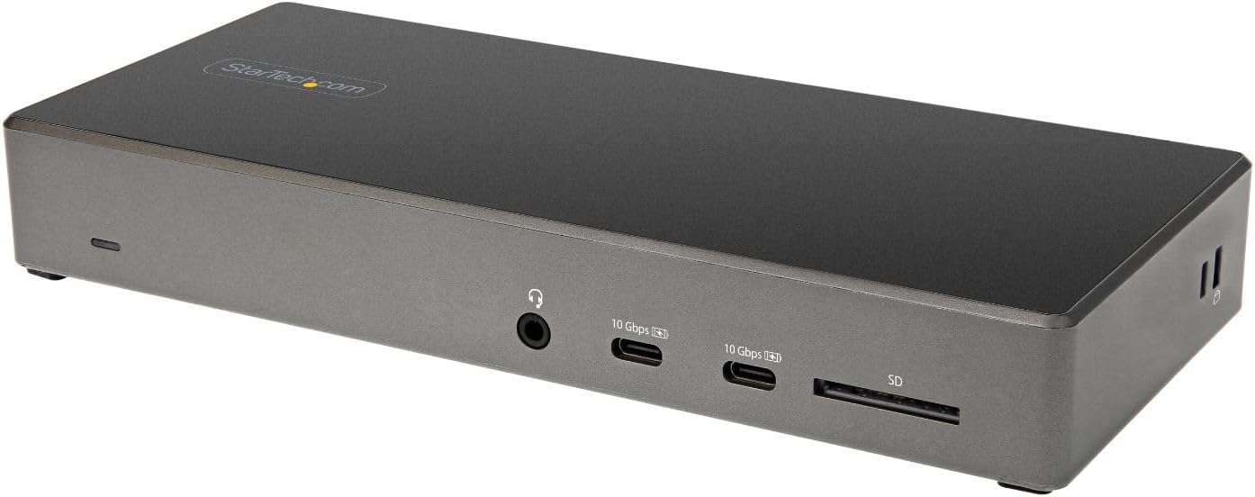 StarTech.com USB C Triple 4K Monitor Docking Station - 100W Power Delivery - DP 1.4 Alt Mode & DSC, 2 DisplayPort/HDMI 2.0-6 USB (2 at 10Gbps), SD - Windows/Chrome (DK31C2DHSPD) - Black & Space Gray