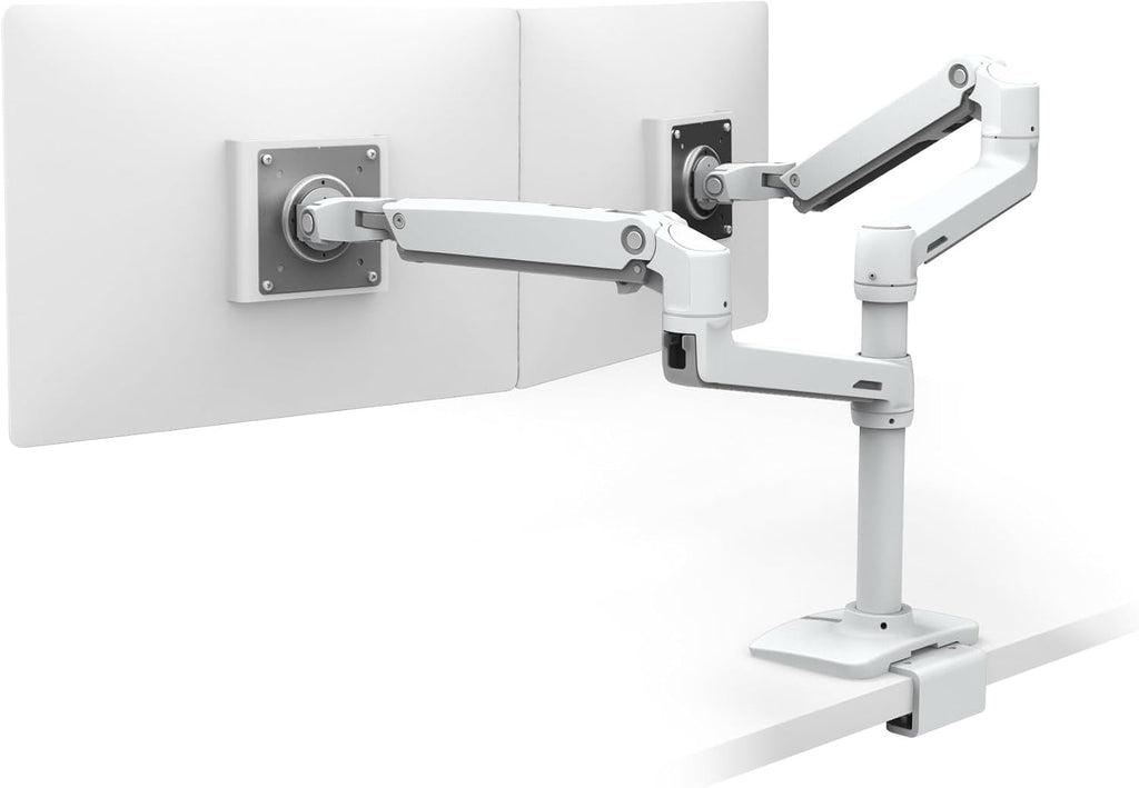 Ergotron – LX Vertical Stacking Dual Monitor Arm, VESA Desk Mount – for 2 Monitors Up to 24 Inches, 7 to 20 lbs Each – Under Mount C-Clamp, White