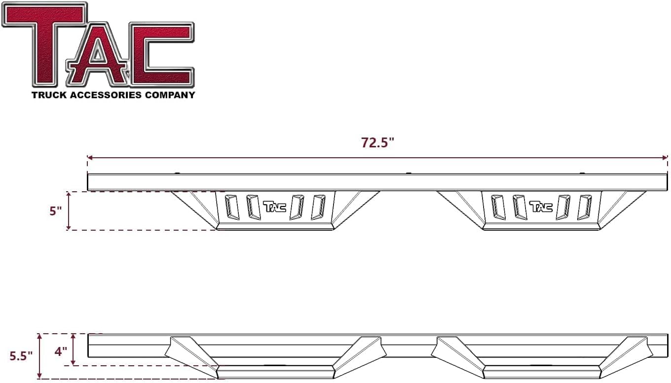 TAC Sidewinder Running Boards Fit 2021-2026 Ford Bronco 4 Door 4' Drop Side Step Nerf Bar Rocker Slider Exterior Accessories 2pcs