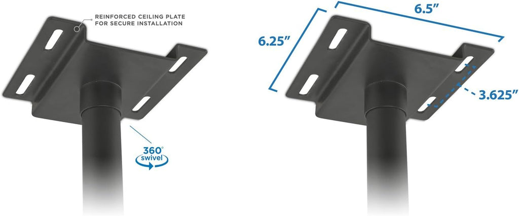 Mount-It! Dual TV Ceiling Mount – Commercial Back-to-Back Ceiling TV Bracket for 37–75' Screens, 360° Swivel, 20° Tilt, VESA 800x450, 175 lb/Side, Height Adjustable, Locking Bar, Heavy-Duty Steel