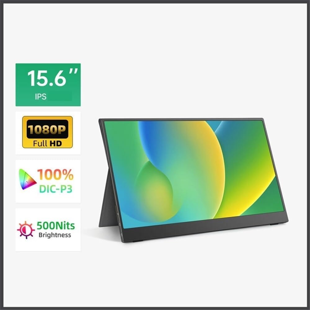 Portable Monitor for Laptop 15.6-inch 16:9 1080P HDR Gaming Phone Extended Portable Screen Travel Monitor Portable Gaming Monitor