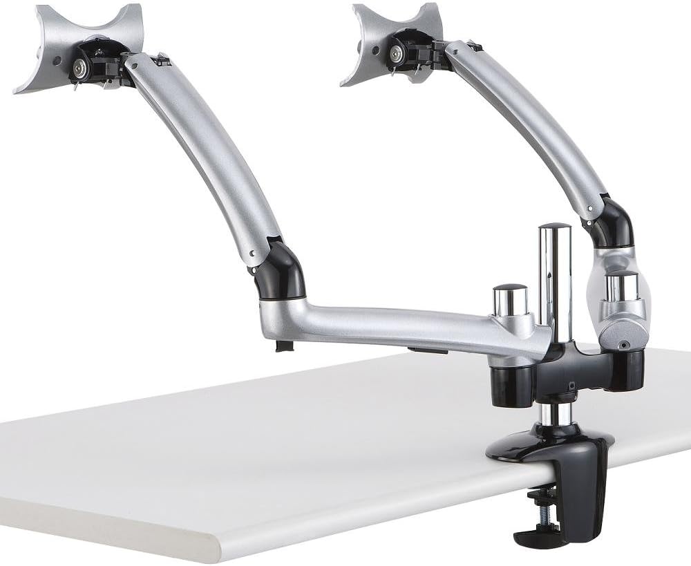 Dual Apple Desk Mount Spring Arm Grommet Base - Silver (DM-GS2A-G)