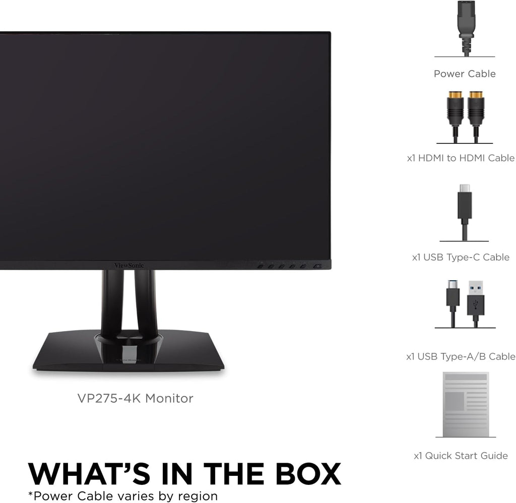 ViewSonic VP275-4K 27 Inch 4K ColorPro Monitor Designed for Surface, IPS with 100% sRGB and Pantone Validated for Improved Workflows, Advanced Ergonomics, and 60W USB-C Inputs