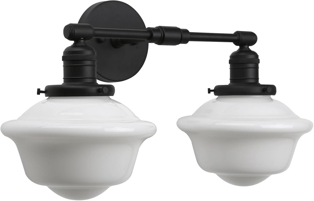Pathson 2-Lights Milk White Glass Wall Sconce Lights, Modern Classic Wall Vanity Lighting for Living Room Bathroom Bedroom