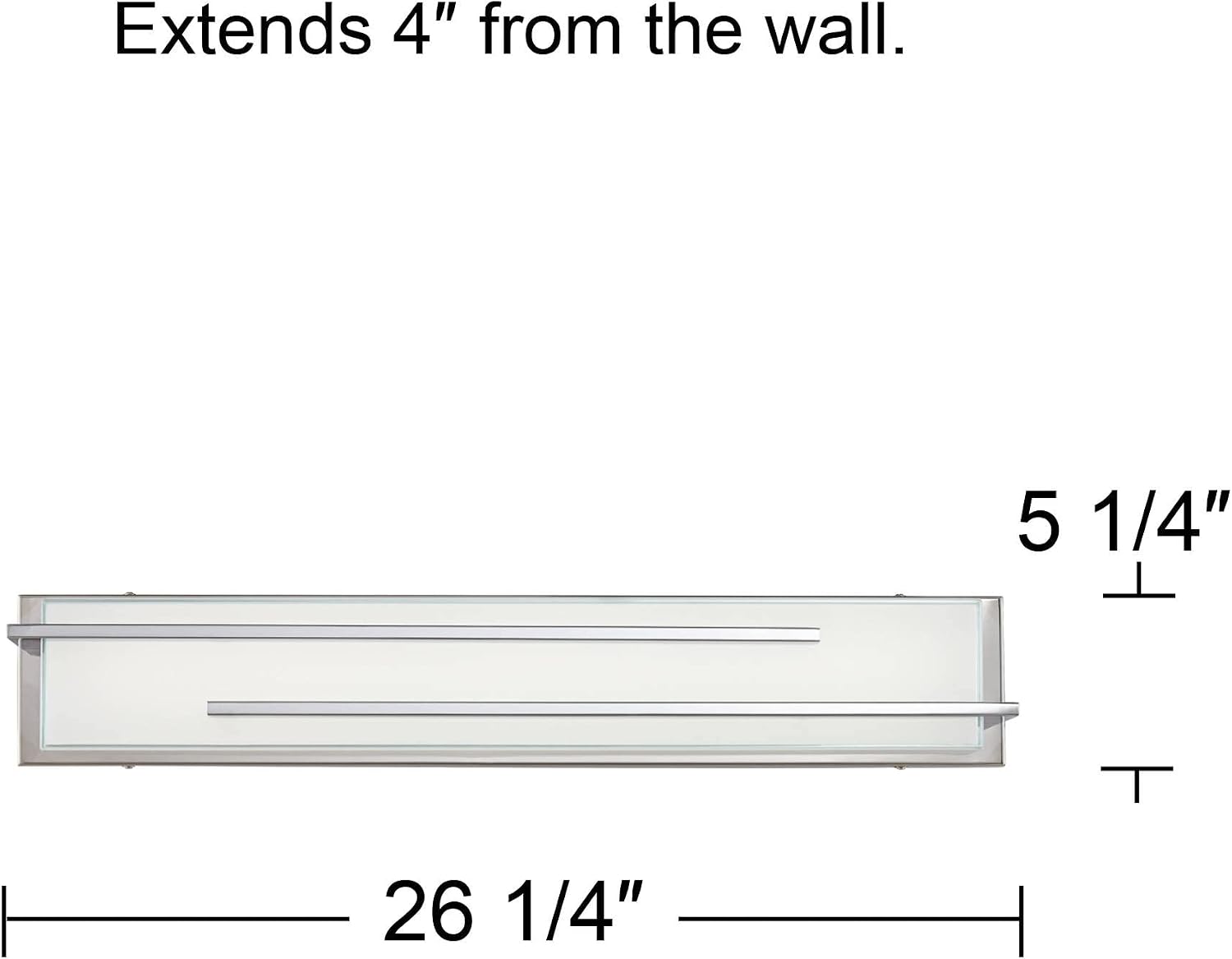 Possini Euro Design Jada Modern Wall Mount Light LED Chrome Silver Hardwired 26 1/4' Wide Light Bar Fixture Rectangular White Glass Shade for Bathroom Vanity Mirror House Home Room Decor