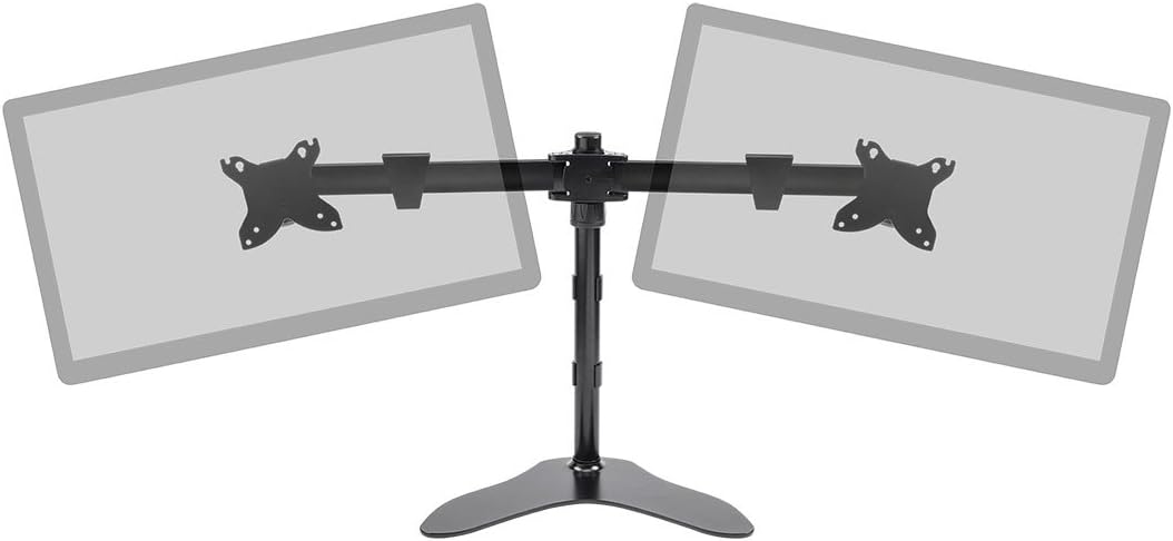 Monoprice Dual Monitor Free Standing Adjustable Desk Mount - for Monitors 15~30in, Up to 100 x 100 VESA, Black