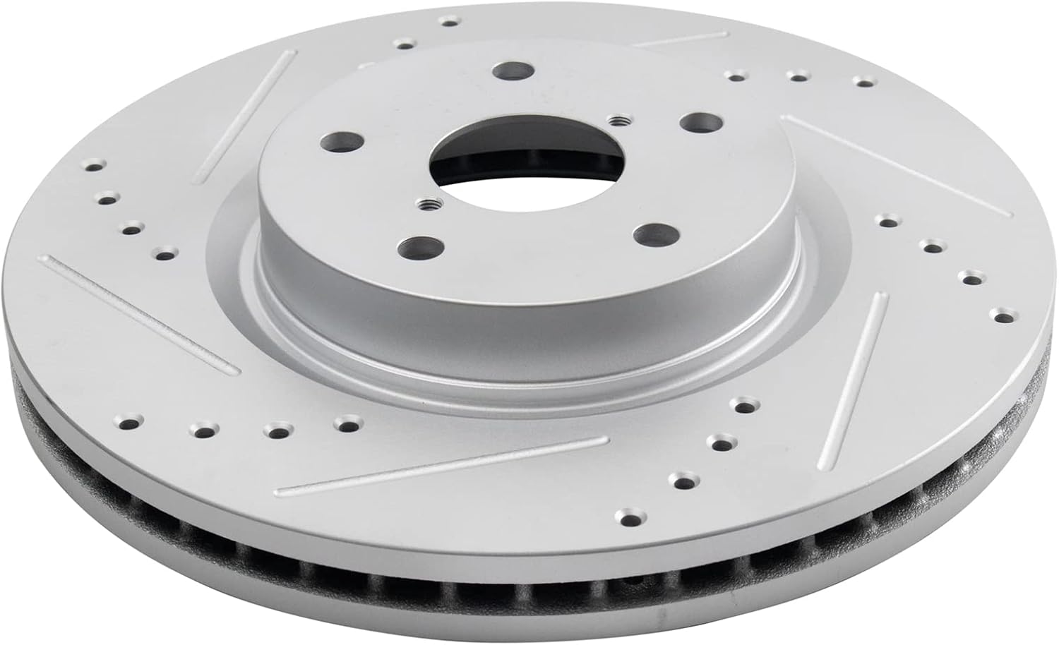 TRQ Front and Rear Brake Rotor Set G Coated Drilled and Slotted Compatible with 2015-2021 Subaru WRX