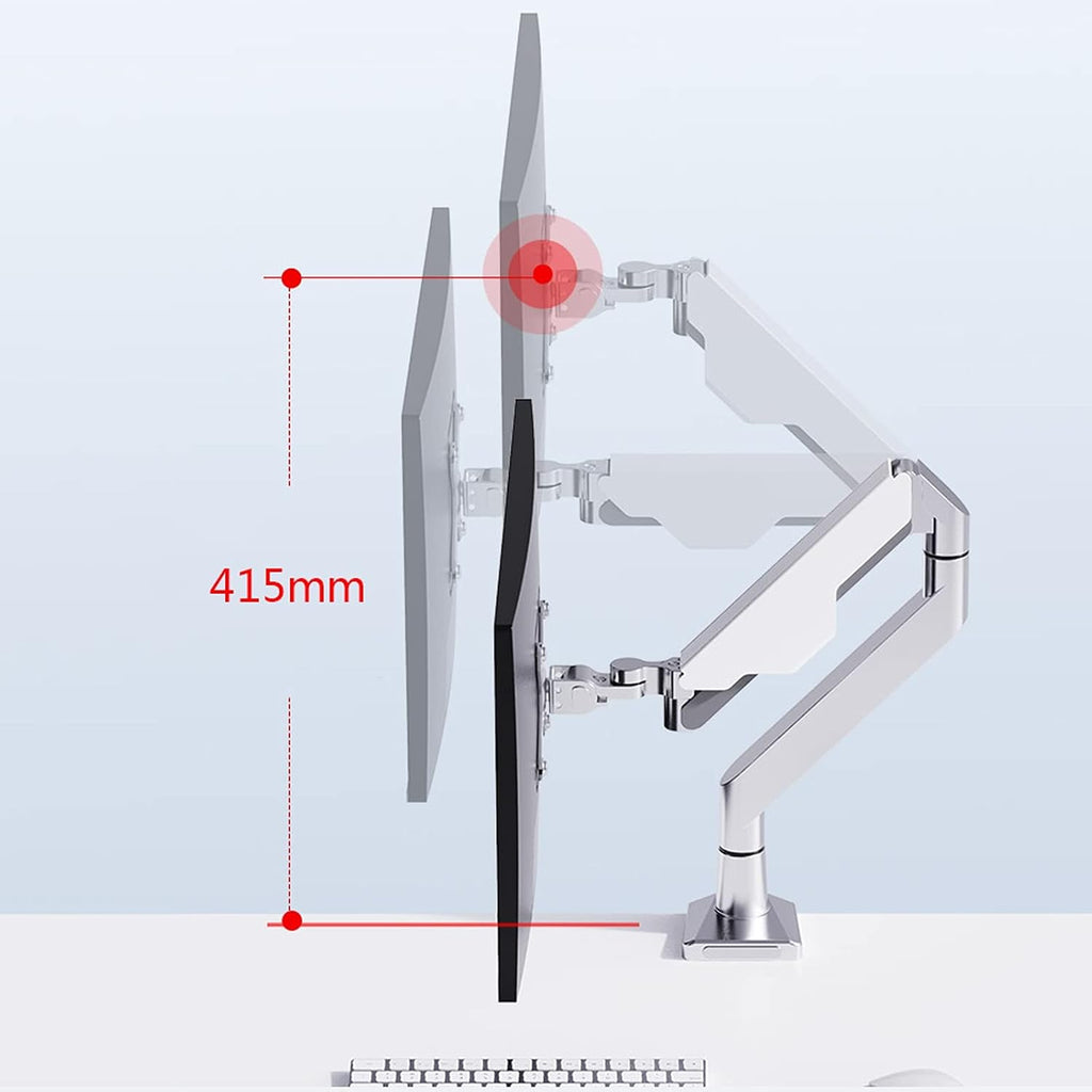 10'-32' Silver Monitor Stand Height-adjustable Single Monitor Desk Mount Full Motion Tilt Rotation Monitor Arm with Clamp and Grommet Base Monitor Arms Stand (Style : A) (A A)