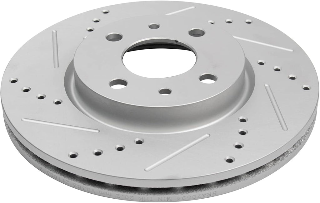 TRQ Performance Front and Rear Brake Rotor Set G Coated Drilled and Slotted Compatible with 2012-2017 Fiat 500