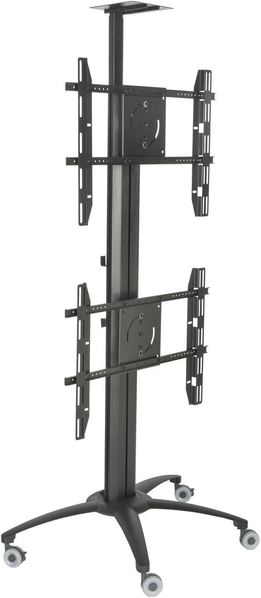 Displays2go LPGP36WB2 Dual TV Stand, Single Sided, for 30-60 Inch Flat Screen Monitors, Camera Tray