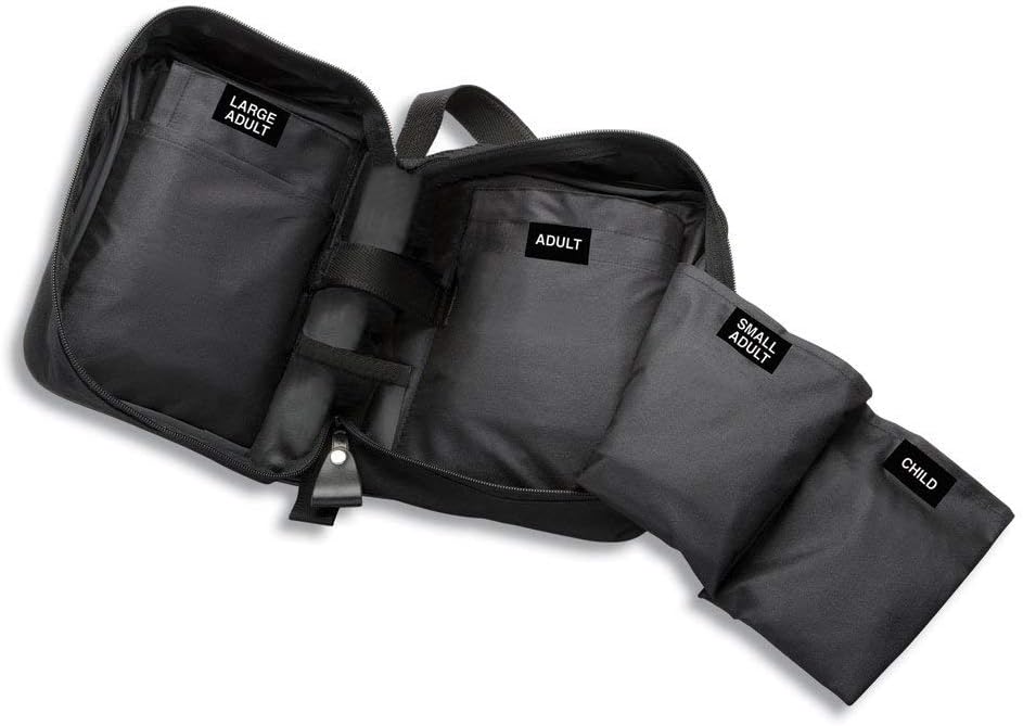 ADC Multikuf 732 4-Cuff EMT Kit with 804 Portable Palm Aneroid Sphygmomanometer, Child, Small Adult, Adult and Large Adult Blood Pressure Cuffs (13-50 cm), Nylon Zipper Storage Case, Black