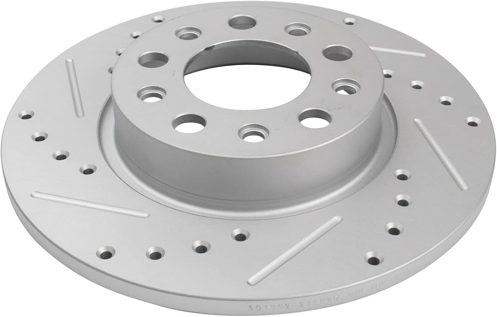 TRQ Performance Front and Rear Brake Rotor Set G Coated Drilled and Slotted Compatible with 2016-2023 Fiat 500X 2017-2022 Jeep Compass 2015-2023 Renegade