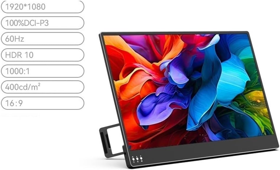 Portable Monitor for Laptop Portable Monitor 13.3-inch Full HD (1080p) 1920 x 1080, USB-C connectivity Second Screen for Work Portable Gaming Monitor