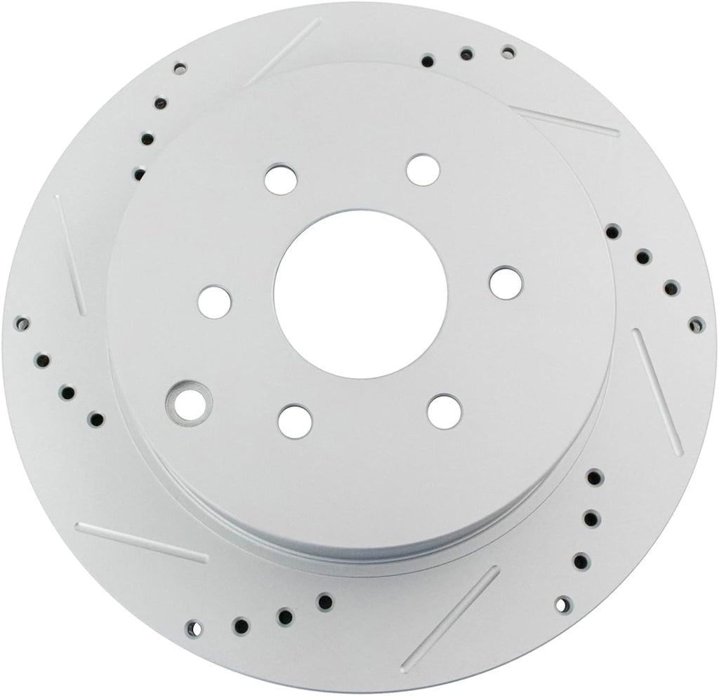 TRQ Performance Front and Rear Brake Rotor Set G Coated Drilled and Slotted Compatible with 2005-2012 Nissan Pathfinder
