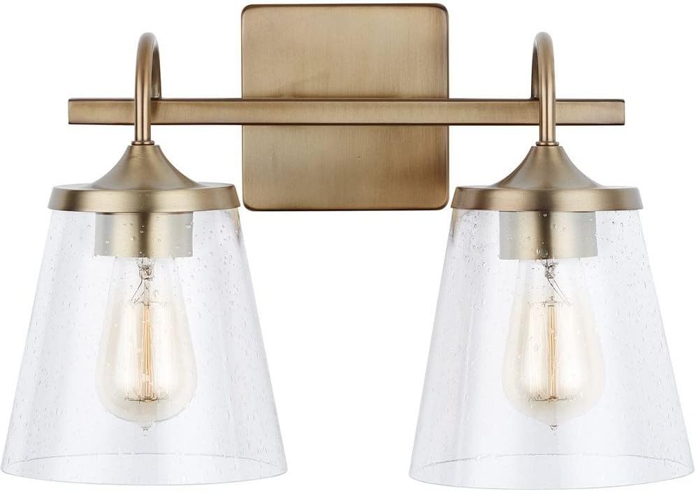 Capital Lighting 139122CH-496 Jayne Mid-Century seeded Cone Glass Bath Vanity Wall Mount, 2-Light 200 Total Watts, 11' H x 15' W, Chrome