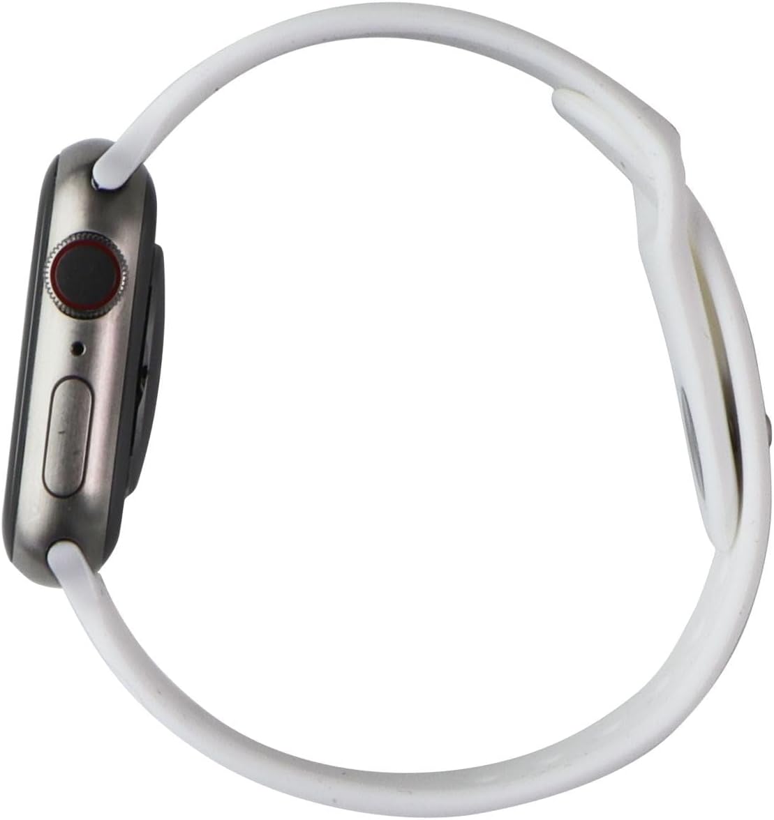 Apple Watch Series 7 (GPS + Cellular, 45MM) Titanium Silver with White Sport Band (Renewed)