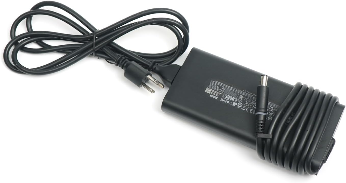 New DELL Alienware 330W GaN Charger AC Adapter Slim for X17 R1 R2, HA330PM201, DA330PM201, LA330PM201, 08K4F9., Black