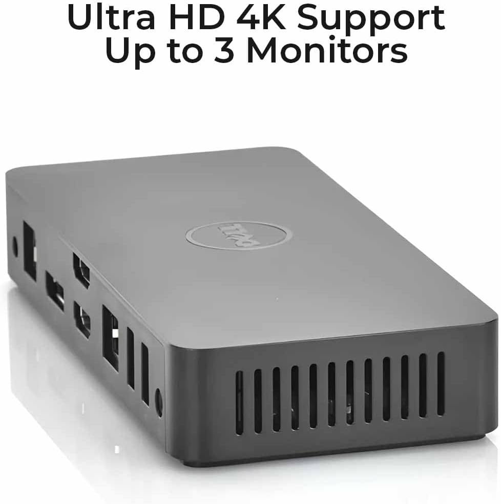 Dell D3100 Docking Station Bundle - Dual Monitor USB 3.0 Ultra HD/4K Support - Includes HDMI Cable, 65W Power Adapter, Ethernet Cable & Microfiber Cleaning Cloth (Renewed)