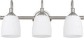 3-Light Bathroom Vanity Light Fixtures Over Mirror, Vintage Vanity Lights for Living Room, Milk White Glass Shades, Standard E26 Base, Brushed Nickel
