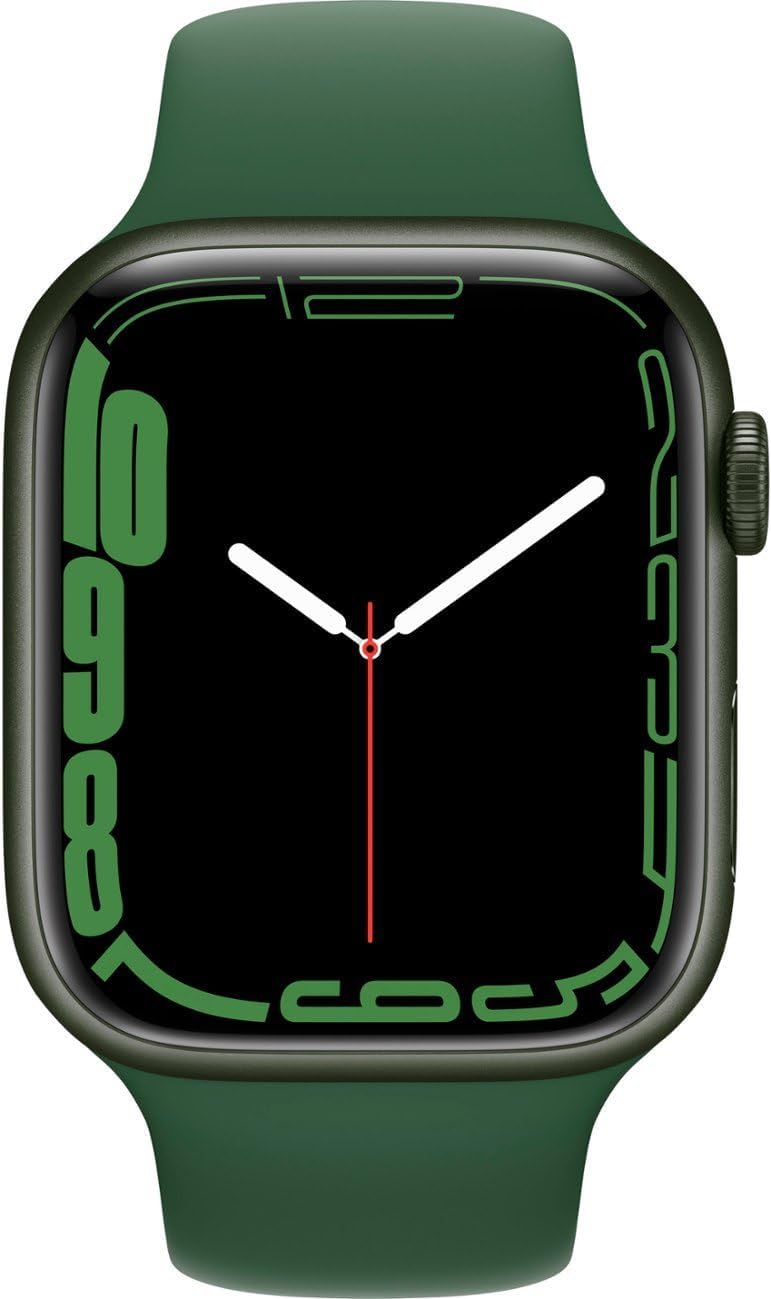 Apple Watch Series 7 (GPS, 45mm) Green Aluminum Case with Clover Sport Band, Regular (Renewed)
