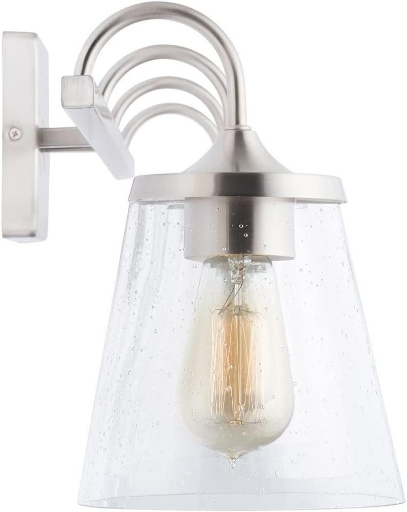 Capital Lighting 139142AD-496 Jayne Unique Rectangular Clear Seeded Glass Bath Vanity Wall Mount, 4-Light 400 Total Watts, 11' H x 33' W, Aged Brass